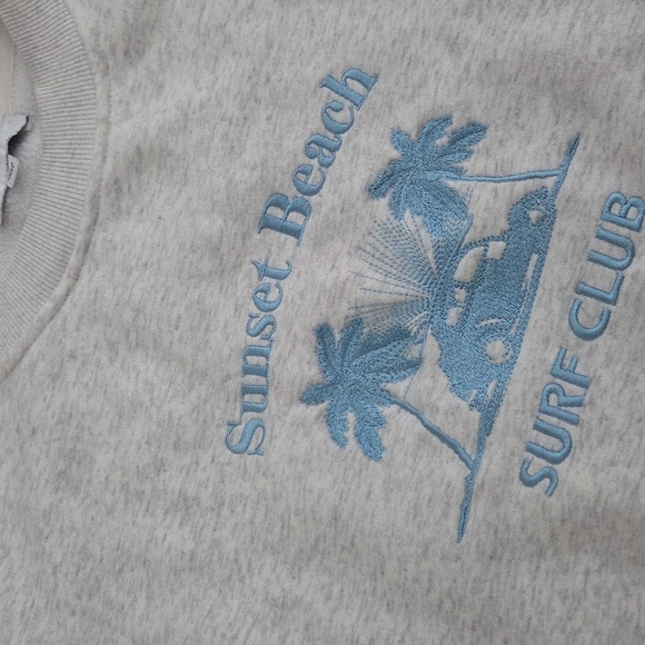 Gray Crewneck Sweatshirt with Blue Surf Club Embroidery - Picture 3 of 5